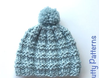 Knitting Pattern * Lee Hat * Beanie * Straight needle * Instant download #503 * baby toddler child teen adult * super bulky * unisex * easy