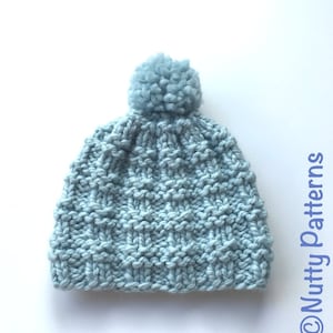 Knitting Pattern Lee Hat Beanie Straight needle Instant download 503 baby toddler child teen adult super bulky unisex easy image 1