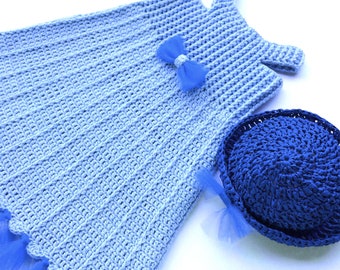 Crochet Pattern * Laguna Sundress *PDF Instant download pattern # 492 * Summer dress for 6, 12, months and 2, 4, 6, 8, 10 years