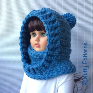 Crochet Patterns BOSTON HOODED COWL Instant Download Pattern 483 baby toddler child teen adult sizes bulky easy image 3