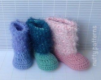 Crochet Pattern * Puffy Boots * Instant Download Pattern # 444 * Children * Sizes 8-13 * Fast and Easy * girls and boys * Pdf * Beginners