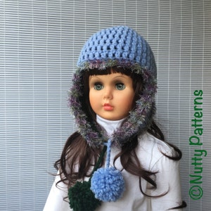 Crochet Patterns * Alex Hat * Double sided Double layer hat with ear flaps * Instant Download Pattern # 449 * Baby to Big Man Sizes *