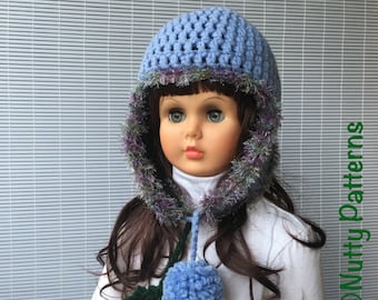 Crochet Patterns * Alex Hat * Double sided Double layer hat with ear flaps * Instant Download Pattern # 449 * Baby to Big Man Sizes *