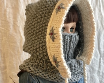 Knitting Pattern- BERGEN HOODED COWL - Instant Download Pattern #532 - baby toddler child teen adult sizes - super bulky