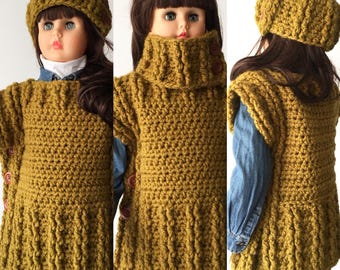 CROCHET PATTERN - Oregon Poncho - 2/3, 4/5, 6/7, 8/10, 11/13, Small, Medium, Large  - Instant Download Pattern # 521