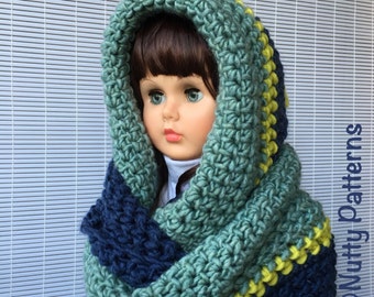 Crochet Pattern * LOGAN HOODED INFINITY scarf * Instant Download Pattern #508 *Baby Toddler Child Teen Adult * bulky * easy * pdf * tassel