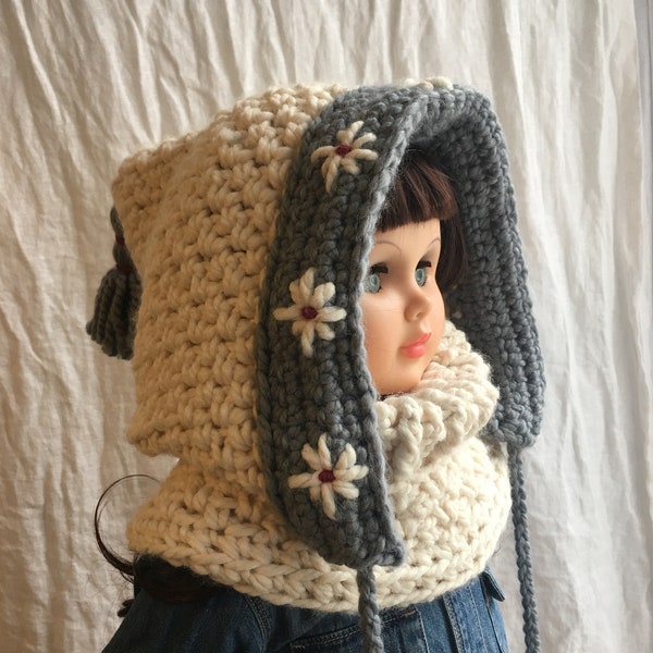 Crochet Pattern- LAPLAND HOODED COWL - Instant Download Pattern #533 - baby toddler child teen adult sizes - super bulky