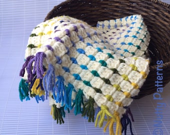 Crochet pattern * Blocks in Rainbow Blanket * Instant Download Pattern #479 *Baby * Bulky * Fast and easy