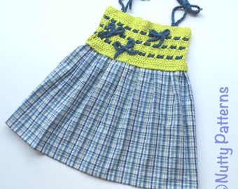 Crochet Pattern * Zoe Sundress * Summer Pattern * PDF Instant Download Pattern #490 * Fabric skirt * Beach Dress for Baby, Toddler, Child
