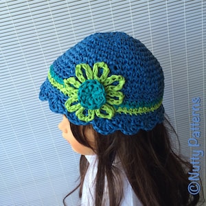 Crochet Pattern DAISY Hat PDF Instant download 499 Sun hat raffia beach hat baby toddler child teen adult girls straw hat image 1