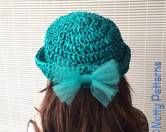 Crochet Pattern * Laguna Hat * PDF Instant download pattern # 496 * Sun hat * raffia summer hat * girls * baby toddler child teen adult