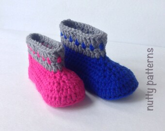 CROCHET PATTERN Boots with Dots Instant Download Pattern #456 Double Sole * for children * easy *