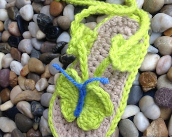 Crochet Pattern * Baby Beach sandals with Butterfly  * Instant Download Pattern # 428 * double sole *+ a gift