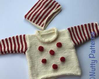 Knitting Pattern * Max Pullover * baby, toddler, child sizes * instant download pdf pattern #502 * Max Hat is a Gift * chunky sweater *