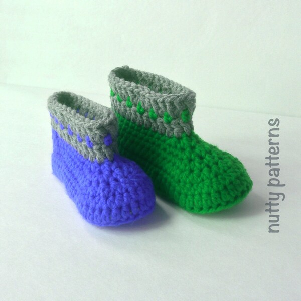 CROCHET PATTERN Boots with Dots Instant Download Pattern #456 Double Sole * for children * easy *