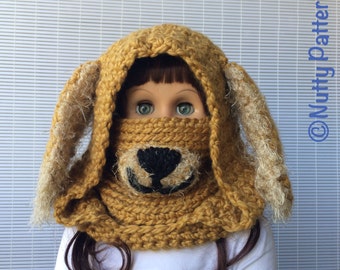 Crochet Patterns * Dog Hooded Cowl * Instant Download Pattern # 485 * baby toddler child teen adult sizes * super bulky yarn * easy