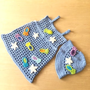 Crochet Pattern BALI BEACH DRESS Pdf pattern 543 summer dress, swimming suit dress for little girls 6 sizes image 2