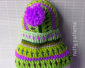 Crochet Pattern * Robin Hooded Infinity  Scarf * Instant Download Pattern #447 *  Pom Pom hat *  Baby Toddler Child Teen and Adult Sizes *