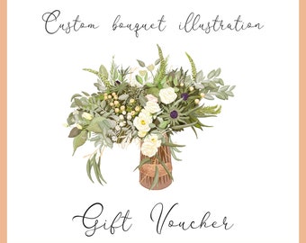 Custom Wedding Bouquet Illustration - Personalised Digital Flowers Drawing - Unique Gift