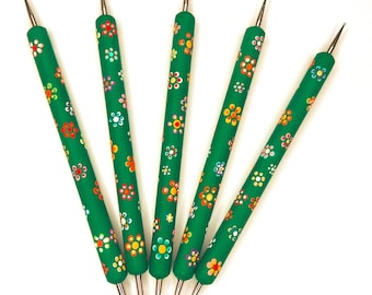 D3 - Hand Painted Mandala Dotting Tools, Daisy Flower Design, Dot Art, Stylus Pen,