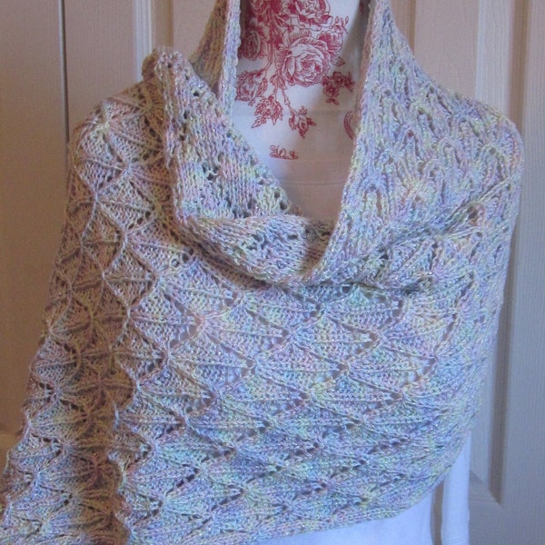 Ocean Cove sliver blue pink pattern wrap/four season scarf/knit accessories/made in Canada