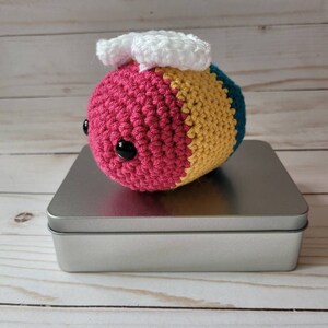 crochet pride bee plush, pansexual bee stuffed animal, subtle pride merch, LGBTQIA friendly bee gifts for women, LGBTQ plushies, coming out