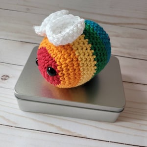 LGBTQIA Pride bee plush crochet bee plushie, coming out gift for her him, Pride month gift, rainbow bee stuffed animal for adults, LGBTQ