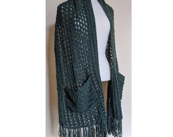 Pocket shawl crochet, shawl with pockets, scarf pocket, scarf with pockets, trending 2020, gifts for her birthday, best selling crochet