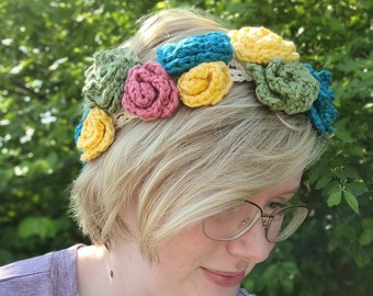 Flower crown for women, flower crown festival, succulent flower crown, crochet flower crown, crochet flower headband, gifts for her