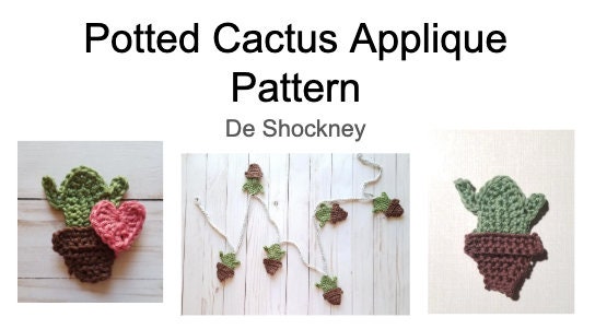 Cactus applique pattern, crochet applique pattern, crochet cactus ornament, crochet cactus keychain pattern, cactus garland crochet pattern
