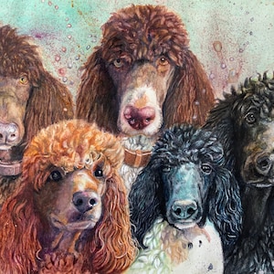 Standard Poodle Group Giclee Print limited edition