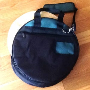 Waterproof Quilted Drum Bag – Black Canvas with Green Accents