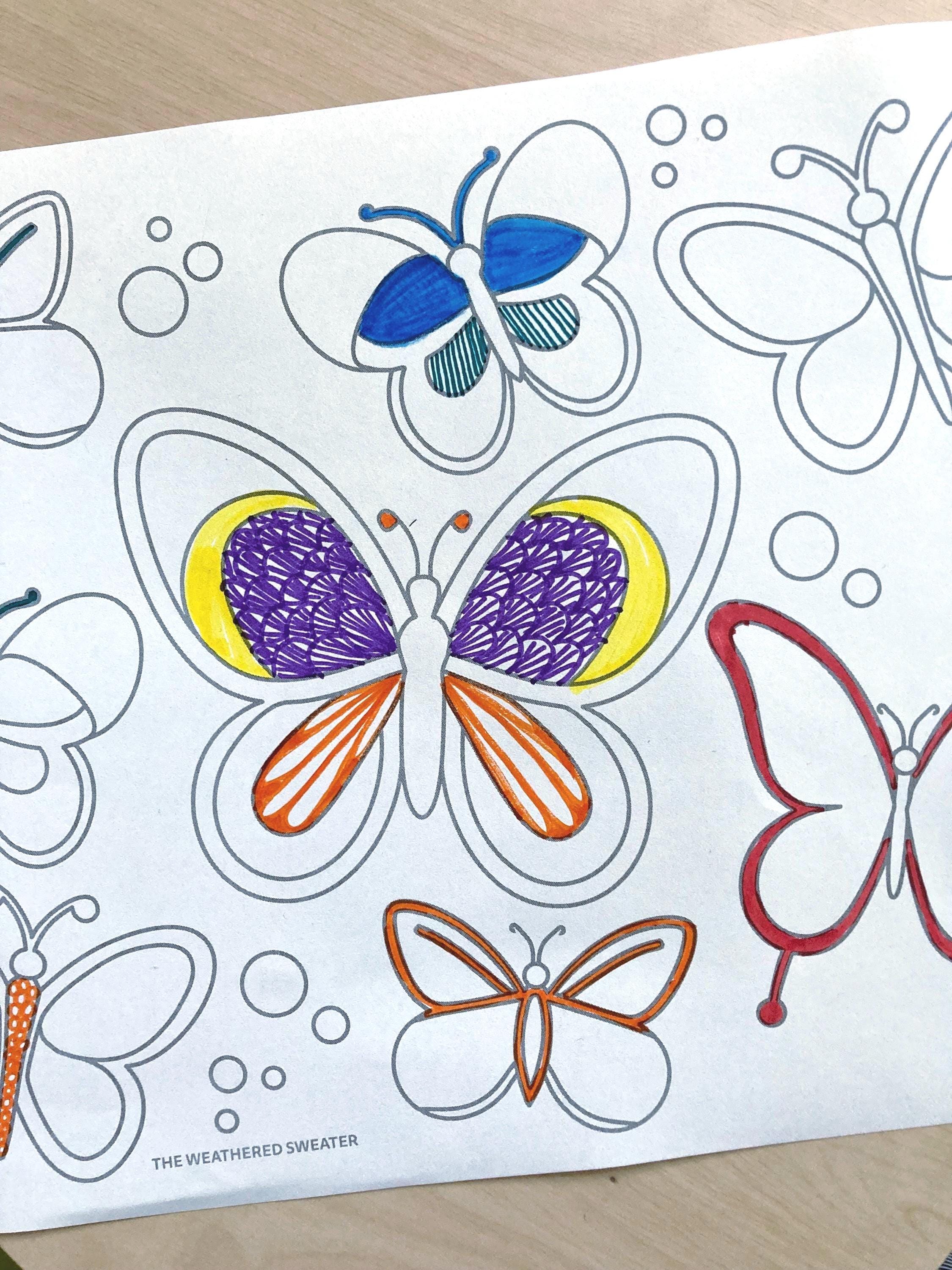 Butterflies Printable Digital Download Coloring Page Activity Sheet - Etsy