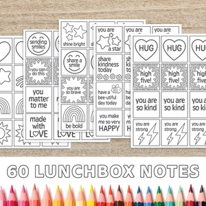 Lunchbox notes and affirmation messages printable digital download activity bundle | 20 designs and 60 cards