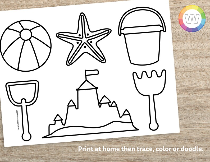 Beach Day Printable Digital Download Coloring Page Activity - Etsy