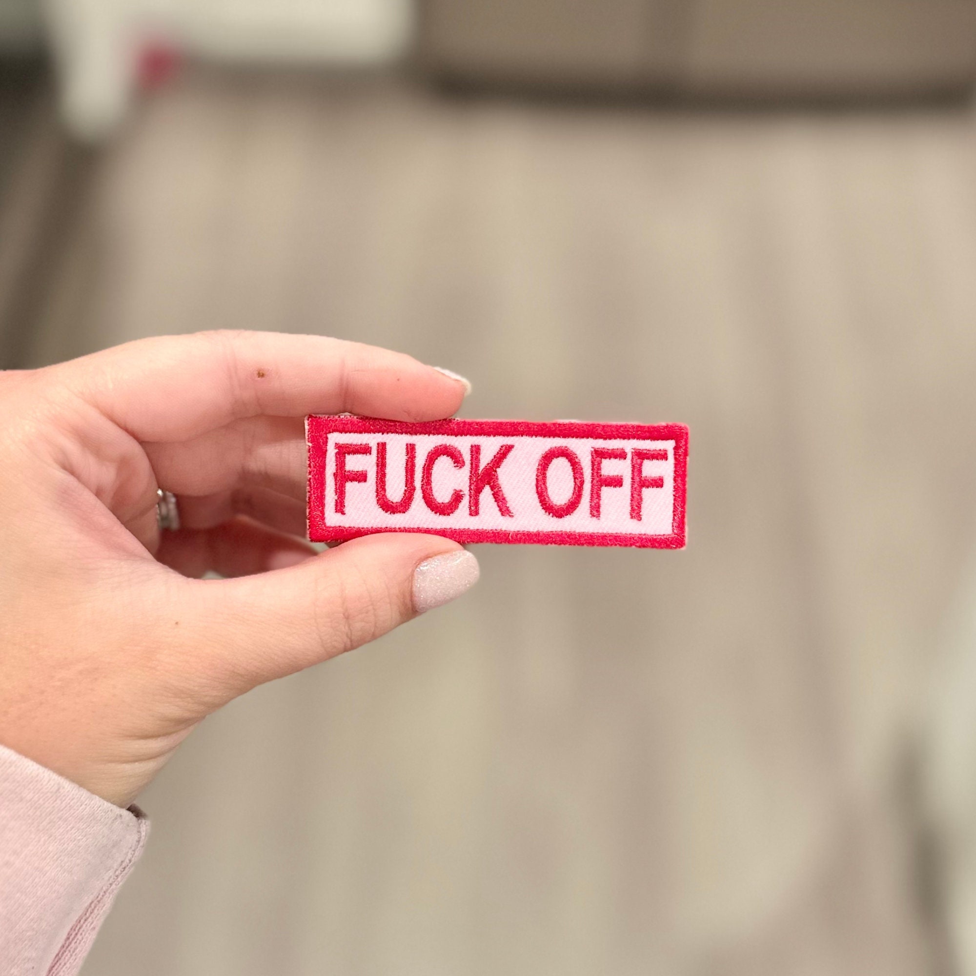 Explicit Word Embroidered Iron on Patch for Trucker Hat, Jacket