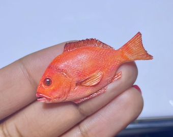 Handmade miniature snapper sculpture, realistic miniatures, miniature fish, tiny, gifts, dollhouse miniatures, red snapper, fishing, 1 pc