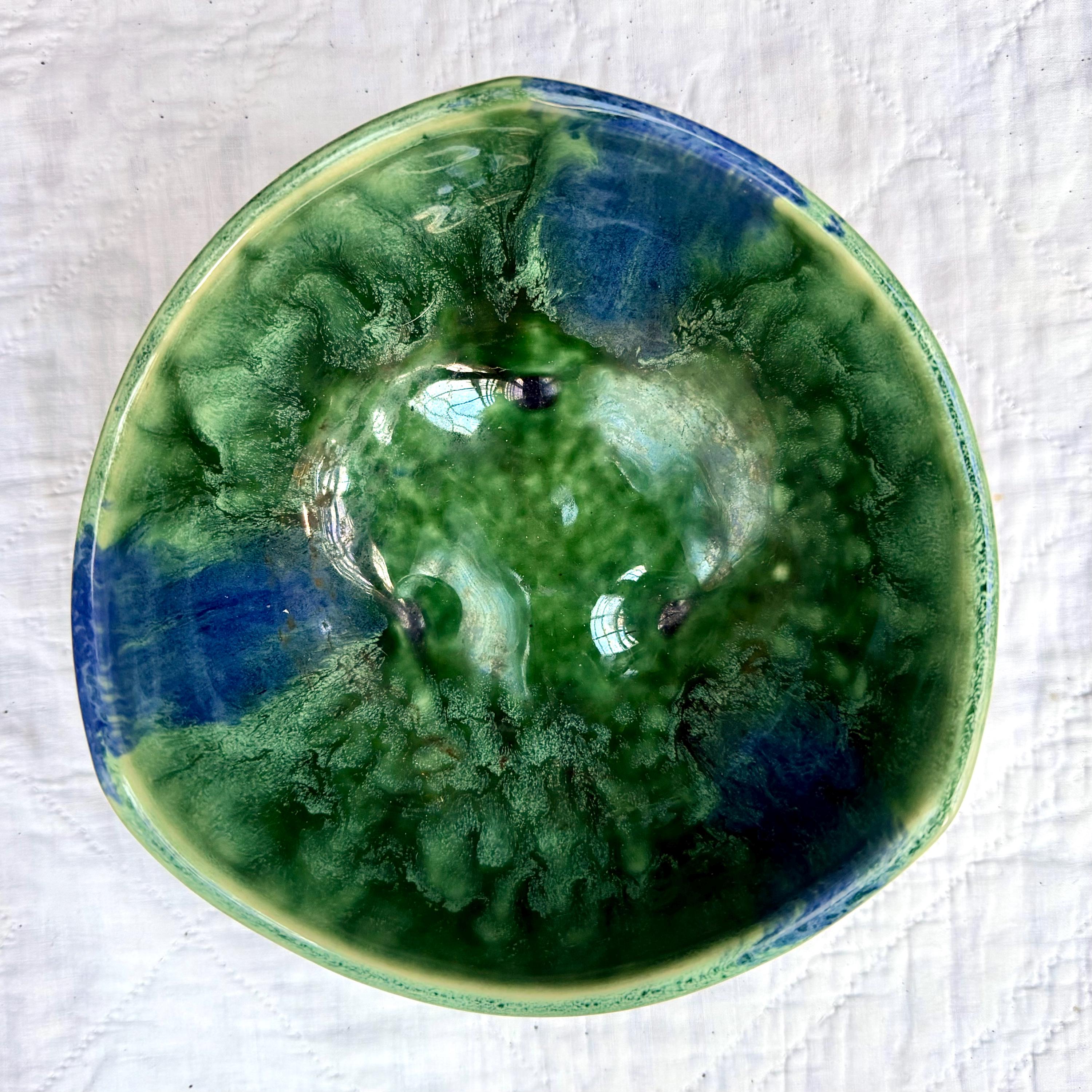 Antique Green Pottery Bowl - Etsy
