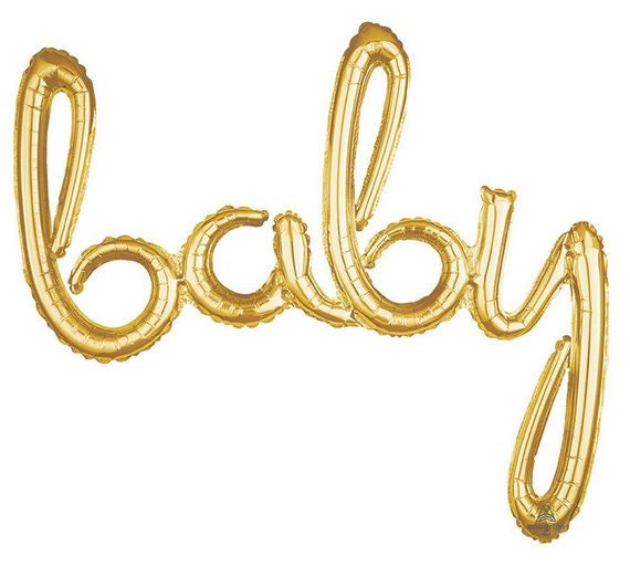 Gold Baby Balloon Gold Script Balloon Baby Shower Balloon Baby Shower Balloons Gold Baby Balloons