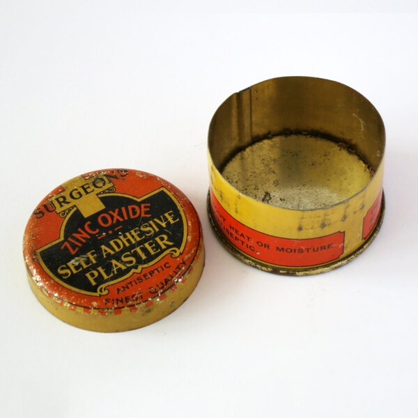 1920s Orange Surgeons Zinc Oxide Antiseptic Vintage Tin