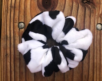 Fluffy Cow Print Scrunchie