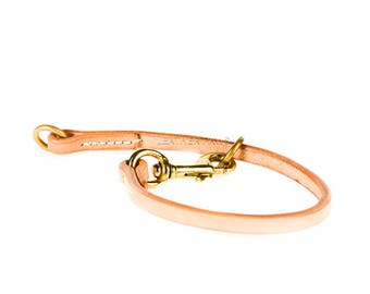 Beige lederen Martingale halsband, choke kraag, echt leder, messing hardware, verstelbaar, ontwerper, luxe stijl, verschillende maten,
