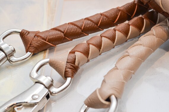 braided leather dog leash