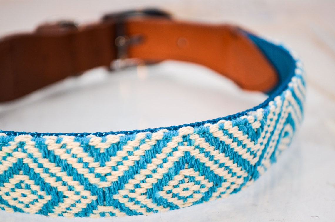 Cute Dog Collar Handmade Pattern Fabric With Real Genuine Etsy