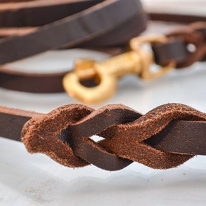 Braid Leather Dog Leash or Lead Real Genuine Leather Dark Brown Braided  Leather and Heavy-duty Brass Clasp Featuring 'love Knot' -  Canada