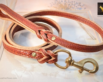 Rood 4 voeten, gevlochten lederen hondenriem, lood gemaakt met echt leder, HeavyDuty Brass slotje met ' Love Knot ', dik en zacht, rood, geel