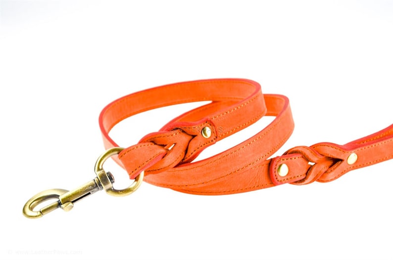 Peach Suede Leather Dog Leash Lead 1 Inch Wide Brass Color Etsy