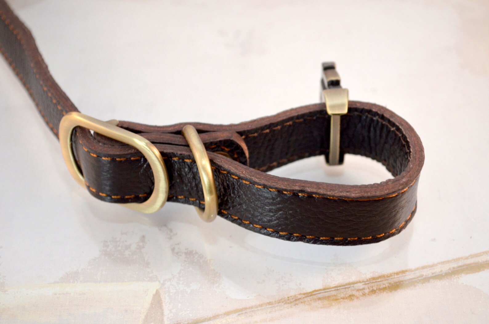 Leather Dog Collar Snap on for Quick Release Brass Real Etsy