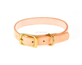 Medium lederen hondenhalsband, beige echt leer, verstelbare maat, zacht, messing metaal, lederen poten zand beige hondenhalsbanden, XS S M L XL