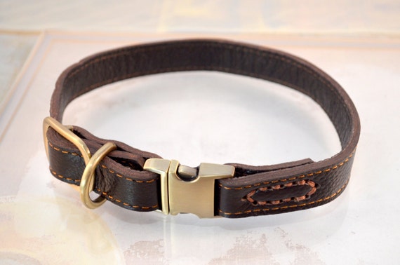 Large Leather Dog Collar Snap On For Quick Release Brass Real - Quick Release Leather Dog Collar Large Leather Dog Collar Snap On For Quick Release Brass Real - Quick Release Leather Dog Collar